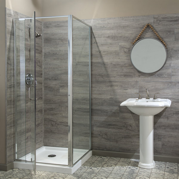 Palisade Plank Tile Shower and Tub Surround Kit in Grey Oak Wayfair